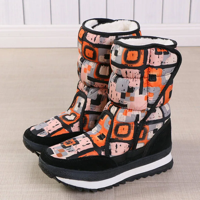 618 Orange Женские зимние ботинки; коллекция года; зимняя обувь на платформе; женские ботильоны; водонепроницаемые Нескользящие теплые женские ботинки на толстом меху; Botas Mujer - Цвет: 618 Orange