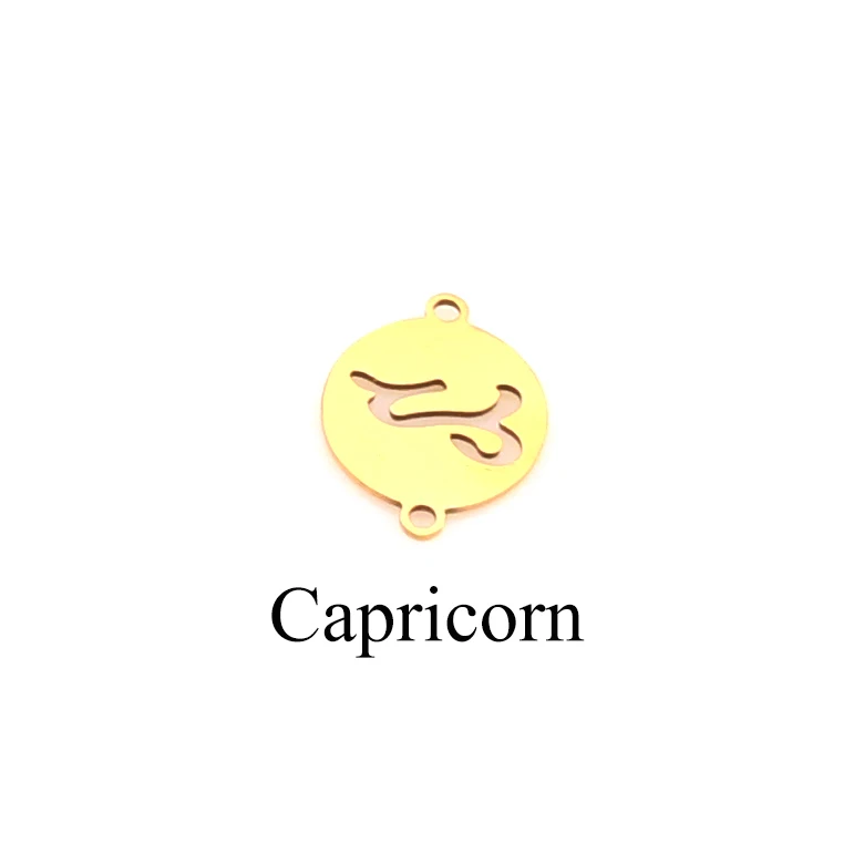 Gold Capricorn 5 шт/лот подвески из нержавеющей стали 12 созвездий DIY звенья для серег браслет ожерелье ювилирные изделия фурнитура изготовление - Окраска металла: Gold Capricorn