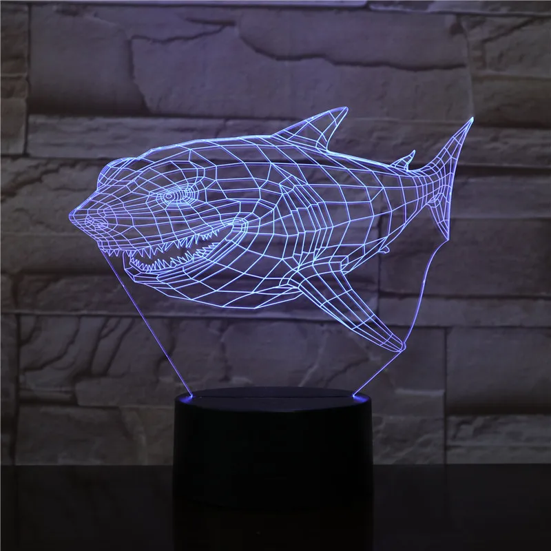 Акула USB 3D настольная лампа домашний декор 7 цветов меняющийся светодиодный Ночной светильник сенсорный пульт дистанционного управления Управление домашний декор атмосферная лампа