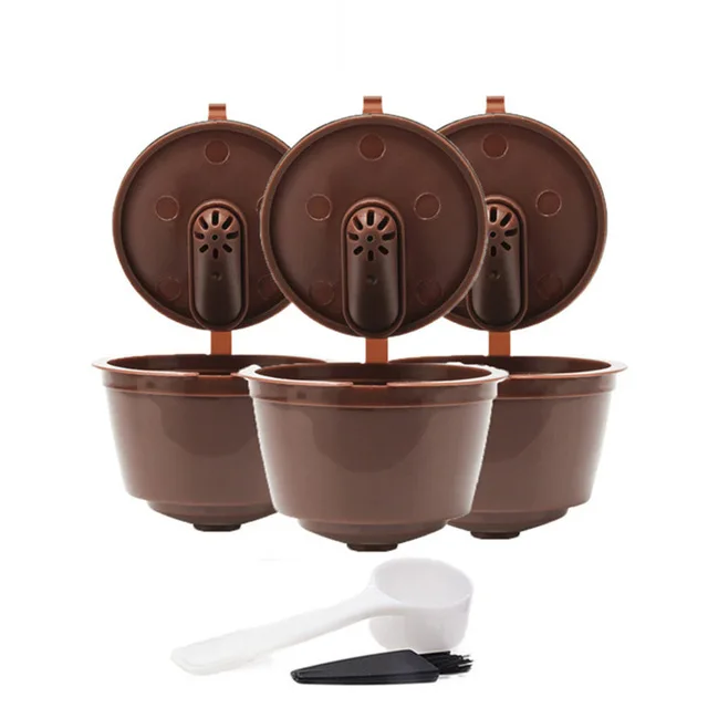 Многоразового использования 3 шт./пакет 3rd combinacapsule кофейная капсула для nescafe Dolce Gusto многоразового пользования капсулы dolce gusto капсулы с ложкой - Цвет: 3pcs Brown