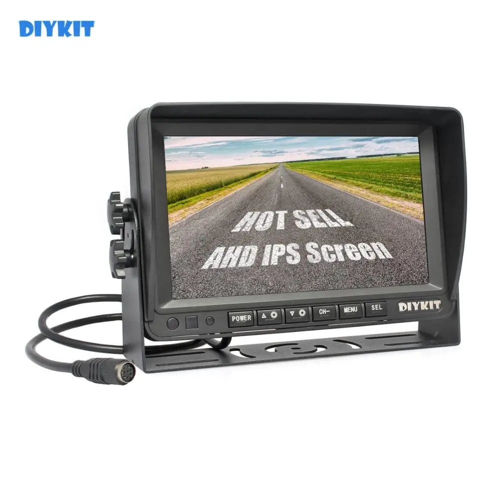 DIYKIT AHD 7 дюймов ips автомобильный монитор заднего вида монитор Поддержка 1080P AHD камера 2 x Видео вход 12 V-24 V DC