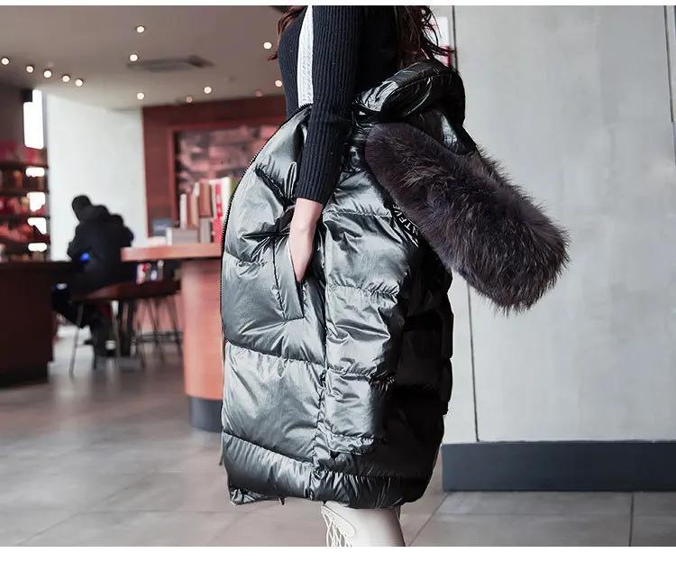 Raccoon fur collar Пуховик на белом утином пуху, новинка, зимнее пальто с большим воротником из натурального меха, Женская Длинная утепленная парка с капюшоном для женщин - Цвет: Raccoon fur collar