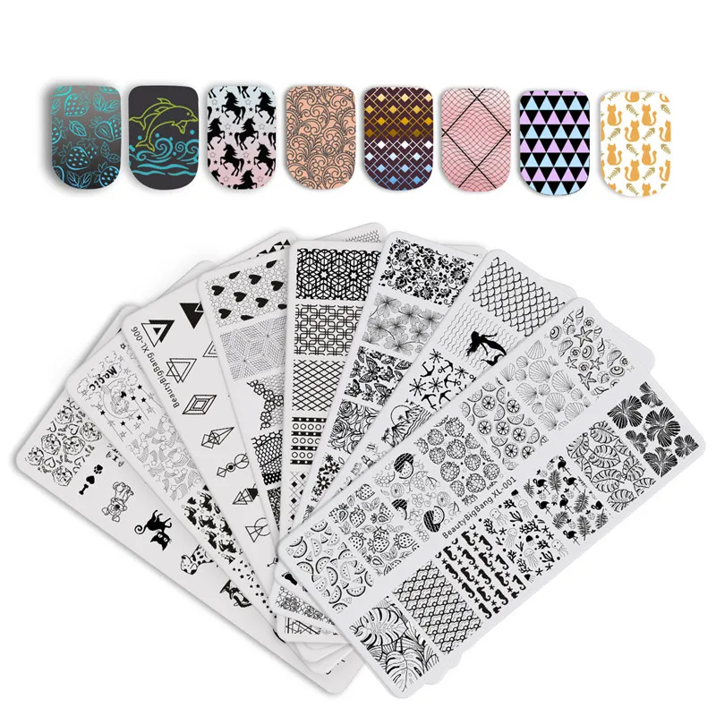 

Nail Stamping BeautyBigBang Plates 9Pcs/Set Flower Image Stamping Mold Nails Dog Cat Stencil With Nail Art Nail Stamper