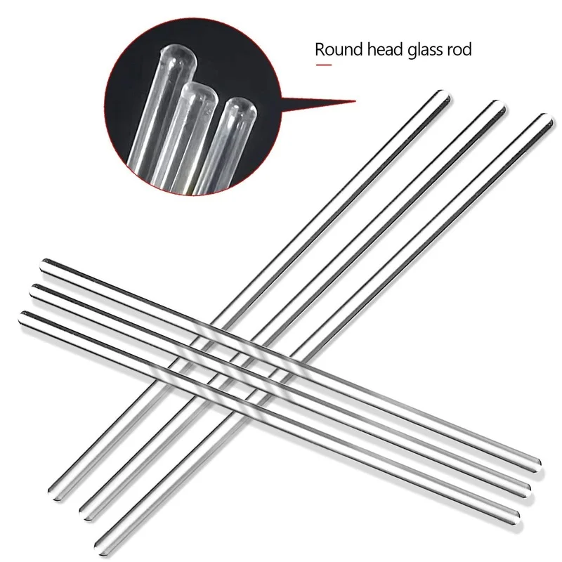 A Package of 10 Laboratory Glass Mixing Rods with Round Ends for Science, Laboratory, Kitchen and Science Education (10)