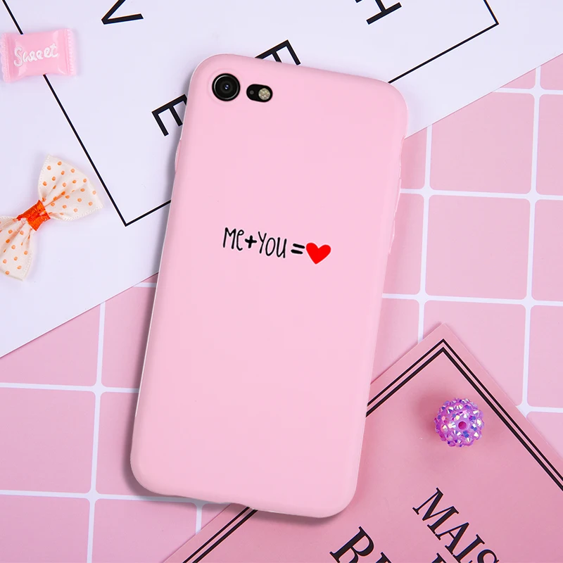 

Cute Pink Soft Silicone Phone Case For iPhone 6 6s XS MAX XR X 8 Plus Matte Silicone Back Cover