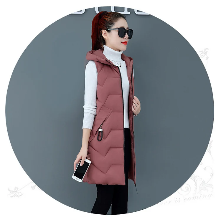 Зимнее женское пальто с капюшоном, теплый длинный жилет размера плюс, карамельный цвет, хлопковая куртка для женщин, женская стеганая куртка