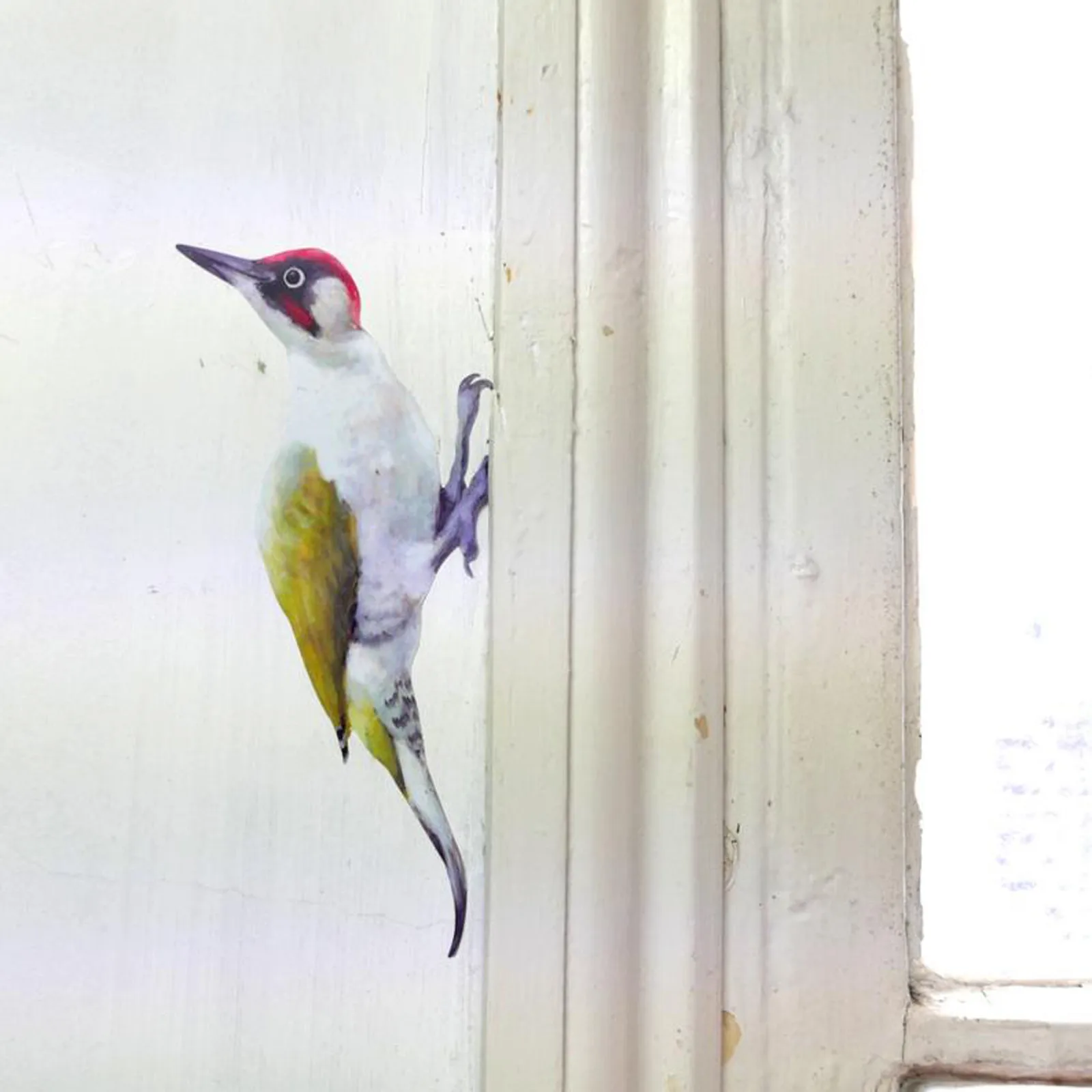 Simulation Green Woodpecker Wall Stickers Indoor Window Cartoon Bird Animal Woodland Pendants Creative Art Outdoor Decoration
