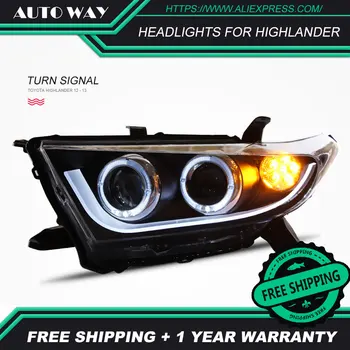 

car styling Case For Toyota highlander headlights 2012-2014 highlander Headlight LED light bar DRL Q5 bi xenon lens h7 xenon