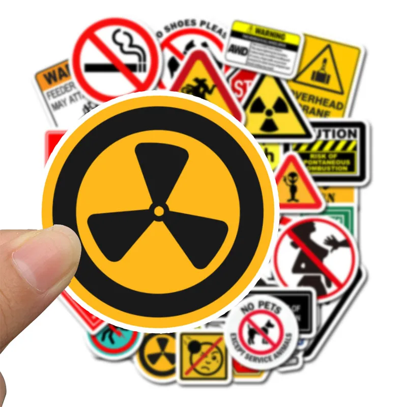 50pcs Warning Sign Sticker wallpaper Decal Motorcycle Skateboard Fridge Doodle Funny Stickers for Auto Laptop Trunk Toy Sticker