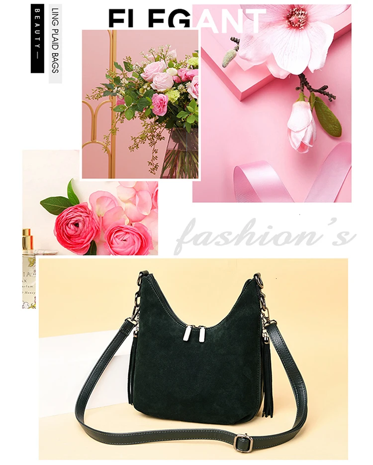 Vfemage Ladies Bag Suede Leather Handbags Women Luxury Shoulder Bags High Quality Elegant Female Tassel Crossbody Bag Sac a Main