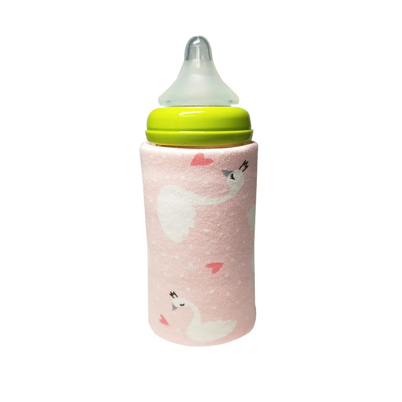 Портативный Подогреватель бутылочек для путешествий для маленьких детей с рисунком из мультфильма, для молока, воды, с usb-крышкой, чехол для подогрева для младенцев - Цвет: A