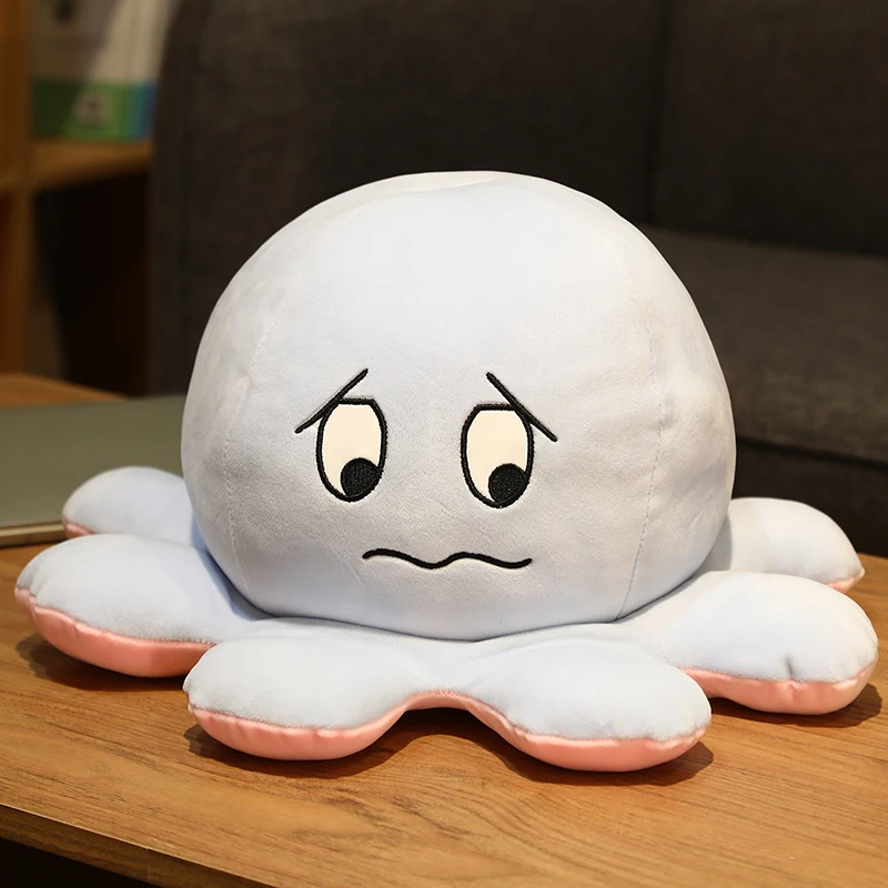 Muñeco de pulpo de doble cara, juguete de felpa pequeño, creativo, cambio de cara