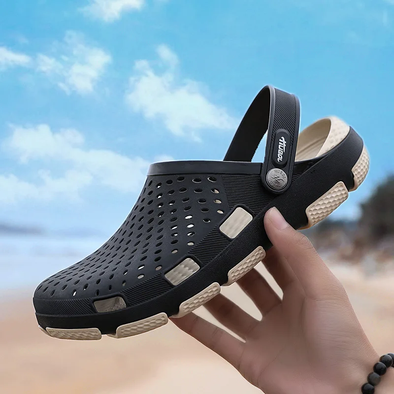 

Summer MEN'S Slippers Men's Closed-toe Sandals Korean-style Trend Soft-Sole Anti-slip Porous Shoes Students Beach Sandals