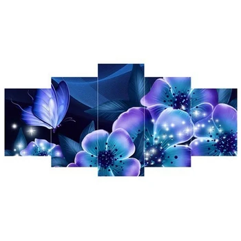 

5 Pcs Painting Butterfly And Colored Flower Square Fantasy Picture Decoration