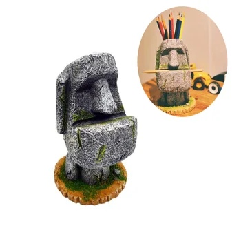 

Easter Island Statues Pen Holder Resin Creative Desktop Storage Box Containers