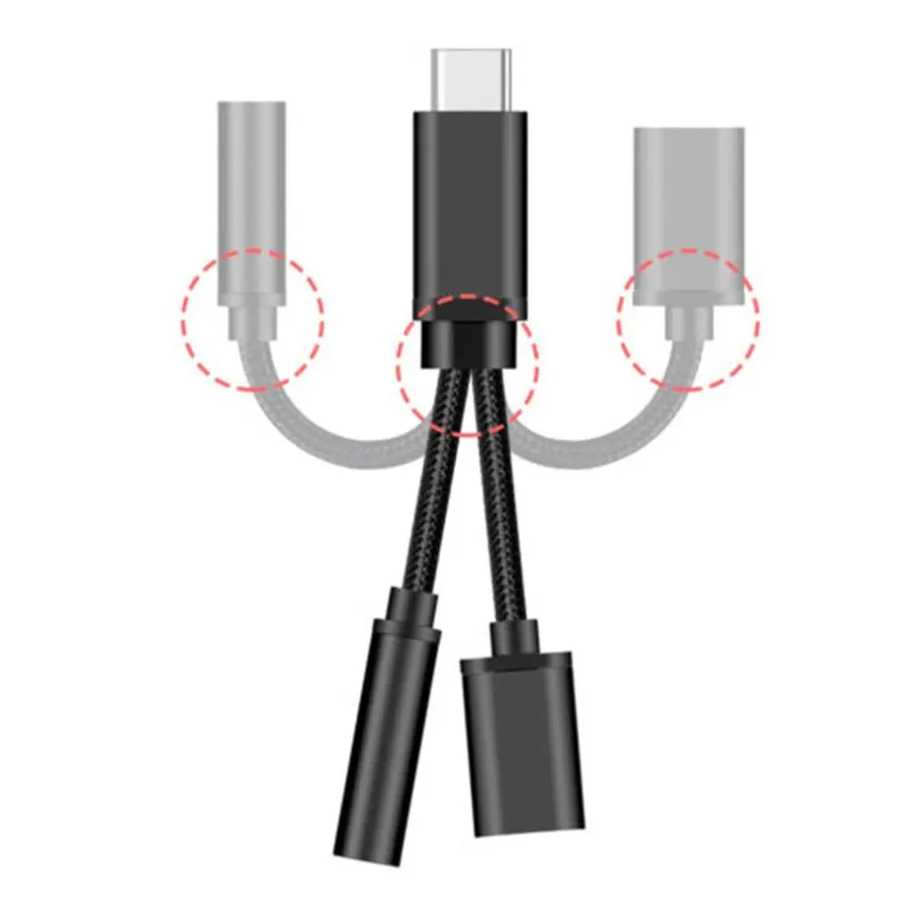 2 в 1 Usb-c type C до 3,5 мм разъем Aux аудио кабель зарядный кабель адаптер для наушников Тип C до 3,5 мм разъем/Тип C аудио кабель