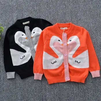 

Spring Baby Boys Girls Swan Pattern Cardigan Coat Children Clothing Autumn Boy Girl Long Sleeve Knitted Kids Cardigan Coat
