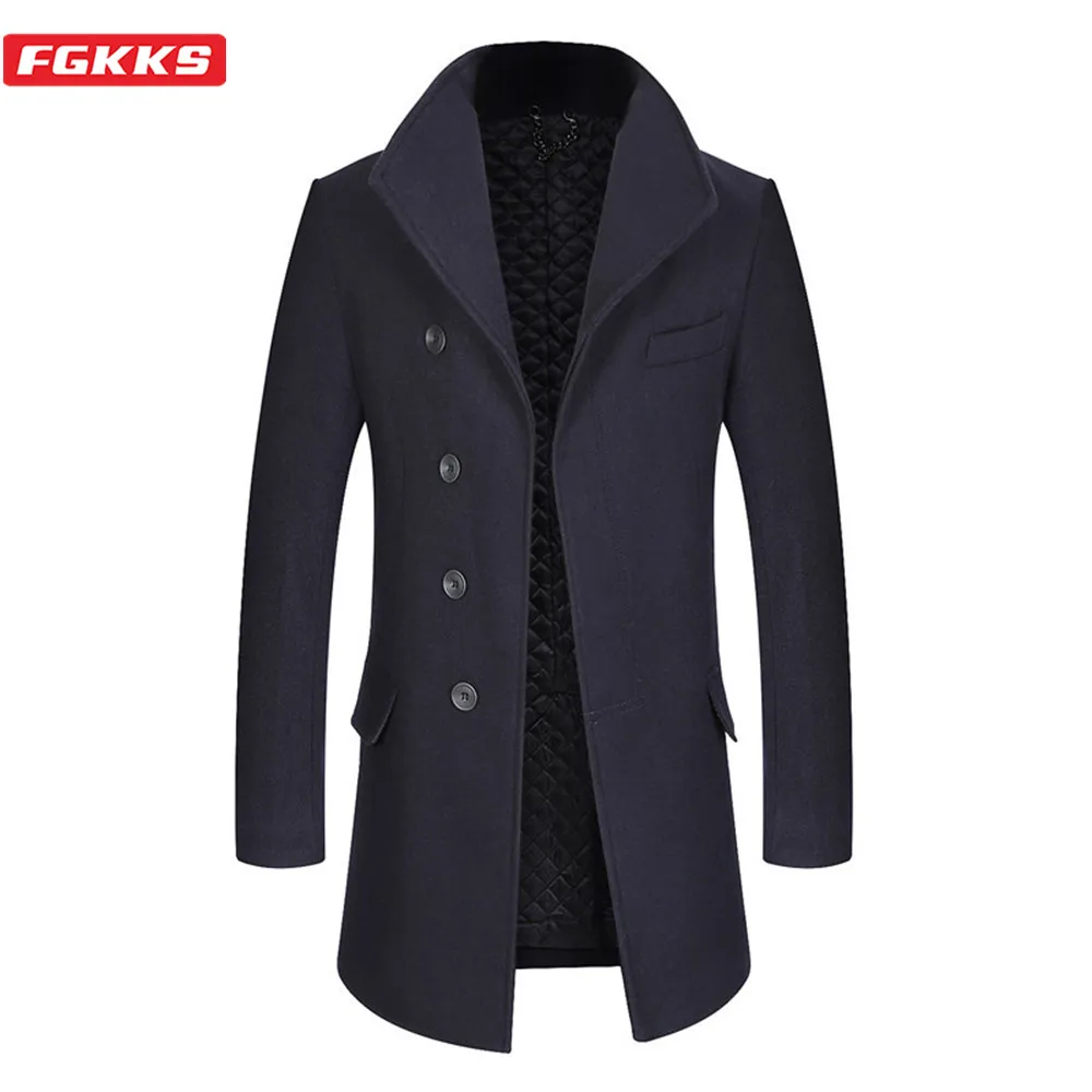FGKKS Winter Wool Blend Coats Men Quality Brand Men's Fashion Slim Trench Overcoat Thick Warm Long Section Wool Coat Male FGKKS Winter Wool Blend Coats Men Quality Brand Men's Fashion Slim Trench Overcoat Thick Warm Long Section Wool Coat Male