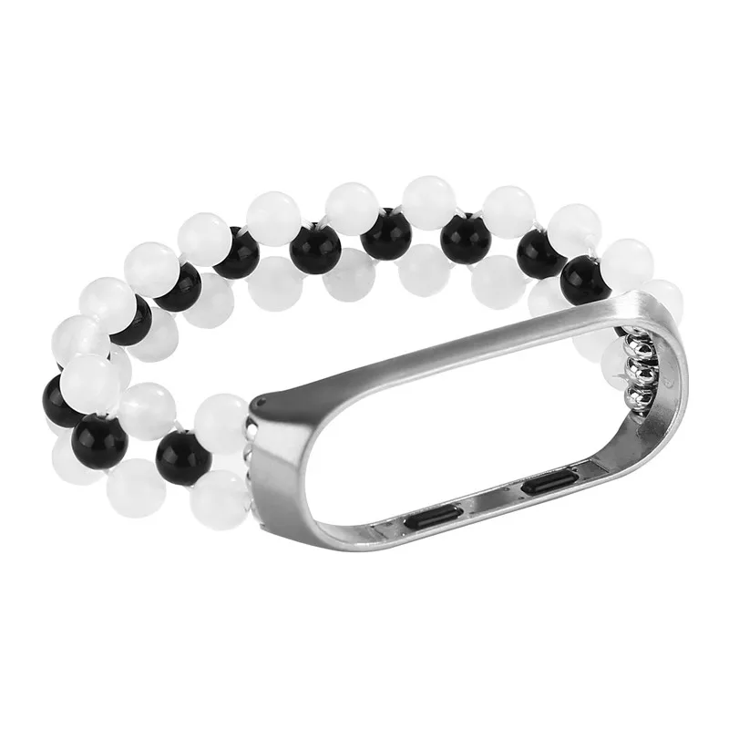 Ремешок для часов для Xiaomi mi Band 3 4 Agate сменные ремешки mi band 4 чехол из нержавеющей стали для Xiao mi 4 умный браслет на запястье - Band Color: White black