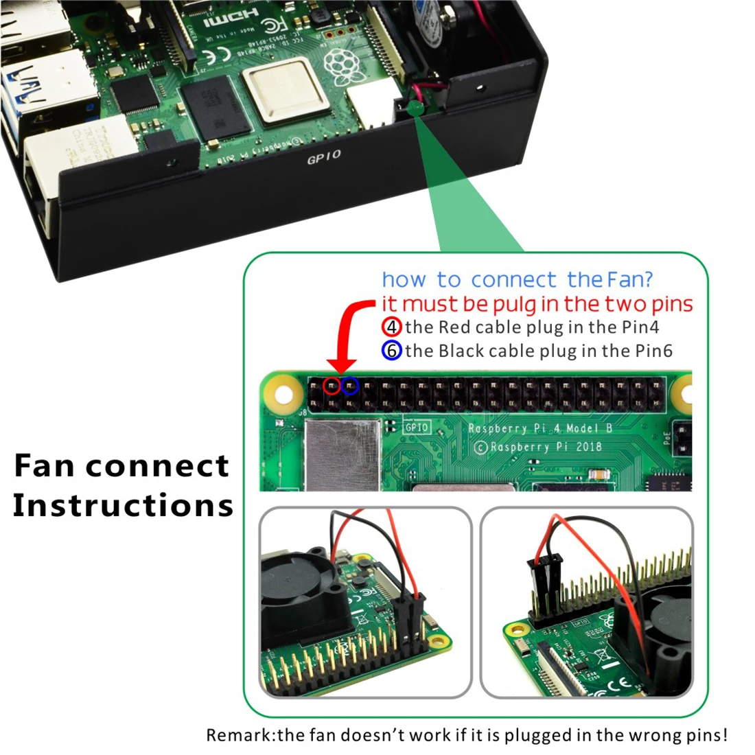 Raspberry Pi 4 Модель B металлический корпус с охлаждающим вентилятором черный