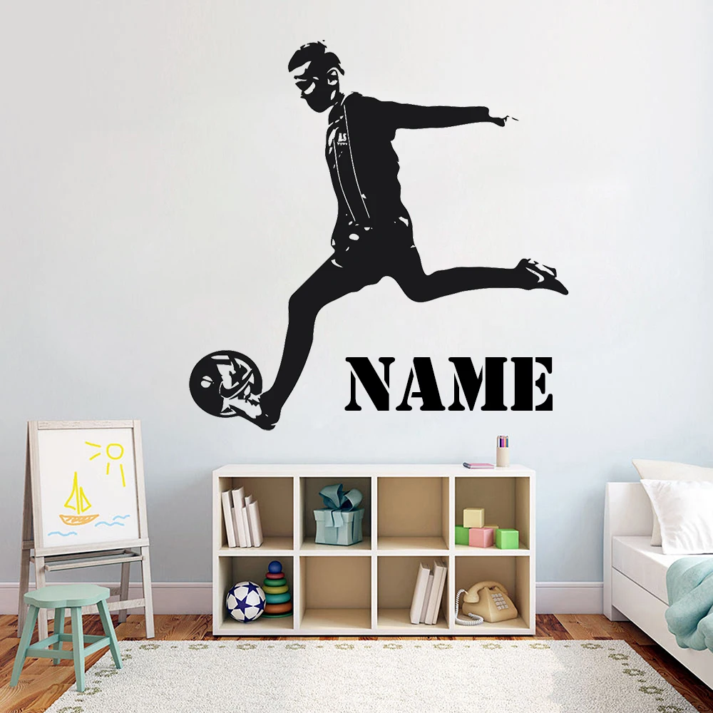 Personalized Football Player Name Wall Sticker Training Field Vinyl Decal Home Decor For Kids