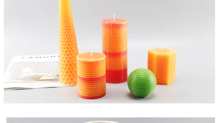 New Products Multi-Model Hexagonal Cylindrical Candle Mould DIY Beewax Candle Honeycomb Rubber Model