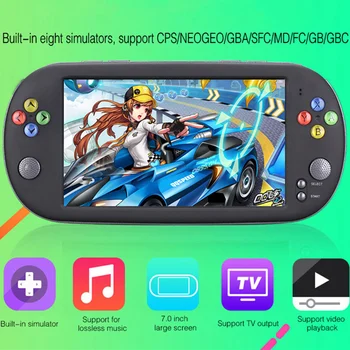 

7-inch LCD screen handheld game console player 8G TV output Video playback support downloading games music e-books taking photos