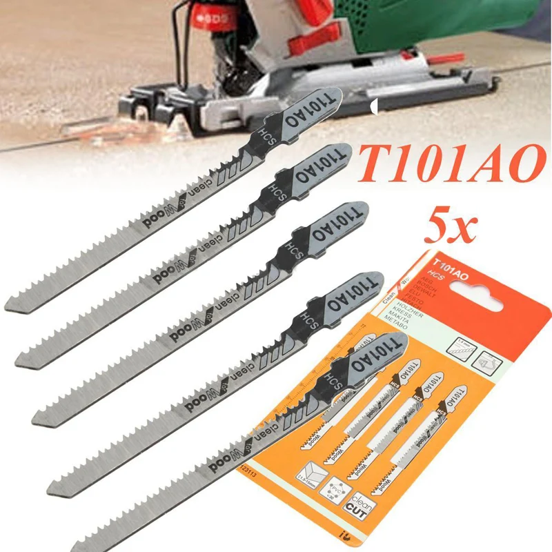 DWZ 5pcs New T101AO Jigsaw Blades Set Clean Cut Wood Scroll Cutting Tool 1.5-15mm
