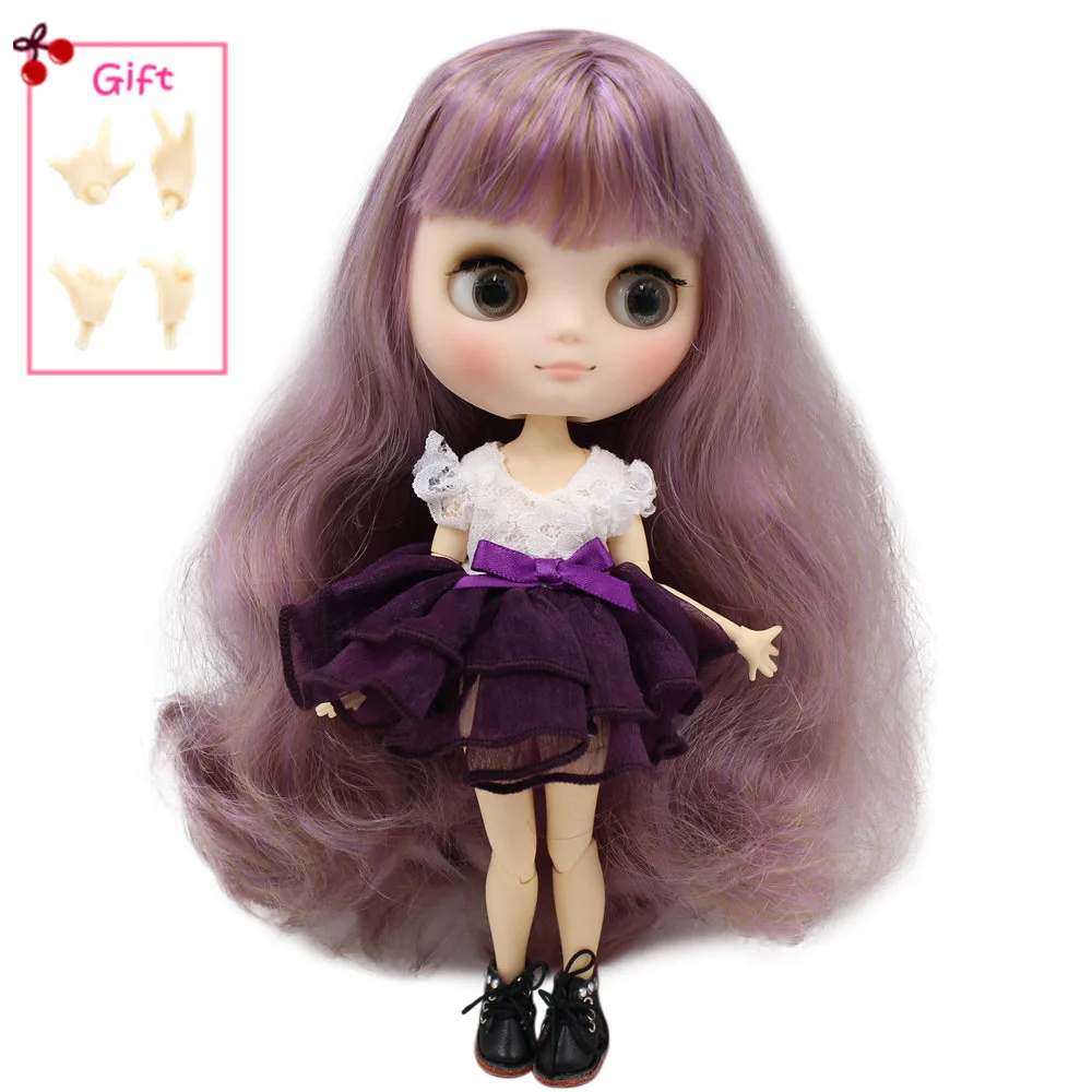 Кукла ICY DBS Middie Blyth Серия No.BL7216/9400 фиолетовые Смешанные коричневые волосы с челкой
