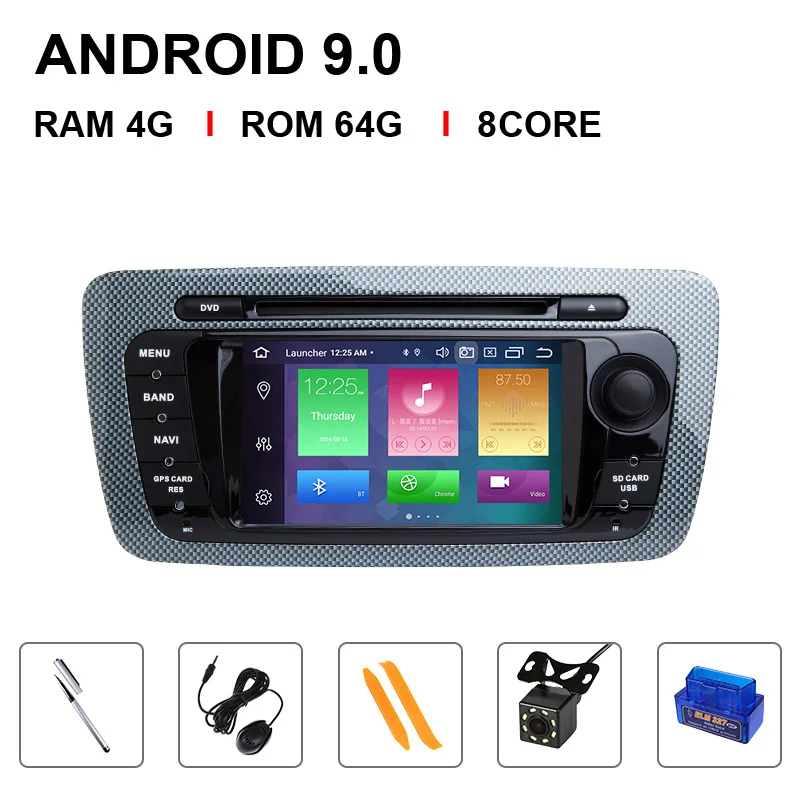 Ips DSP 8Core 2 Din Android 9 автомобильный радиоприемник для сиденья Ibiza 6J MK4 SportCoupe Ecomotive Cupra 2009-2013 мультимедиа навигатор с GPS, DVD - Цвет: 8 Core 64ROM OBD Cam