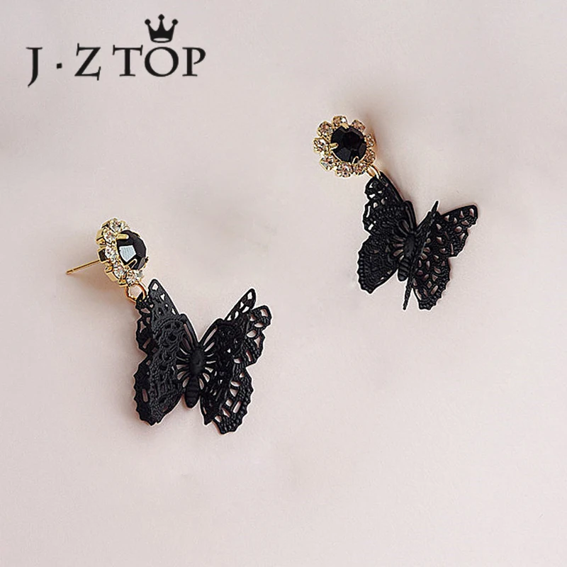 

Sweet Multicolor Three Dimensional Hollow Butterfly Stud Earrings For Women Fashion Crystal Pendant Earrings Accesorios Mujer