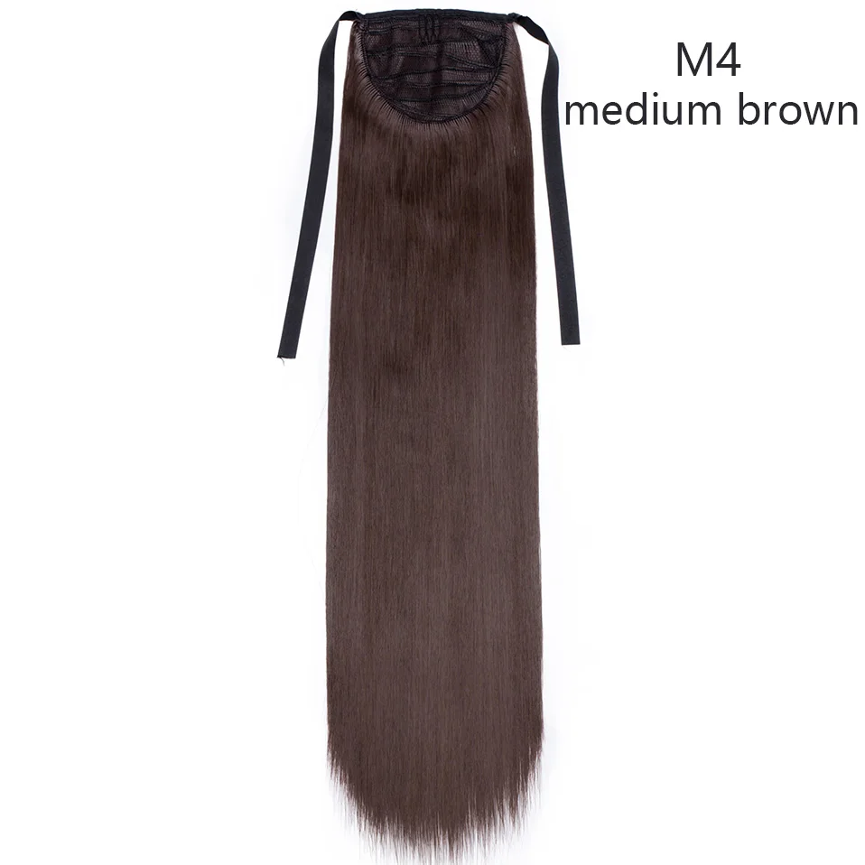 medium brown SNOILITE 18 ''длинная волнистая заколка для хвоста в одной части конский хвост наращивание волос шнурок синтетические накладные волосы с заколками - Цвет: medium brown