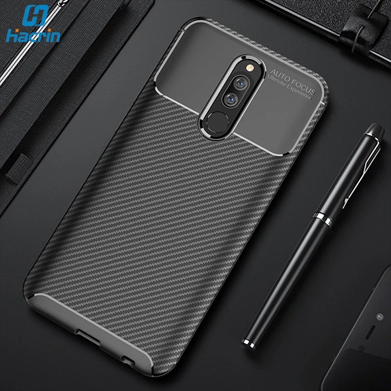 Hacrin чехол для Xiaomi Redmi 8 из углеродного волокна мягкая Противоударная задняя