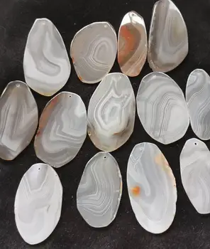 

10pcs Gray Agate Slice Pendant Natural Drusy Crystal Quartz botswana Freeform slab cabochon Black- Yellow - Black - Blue FOCAL