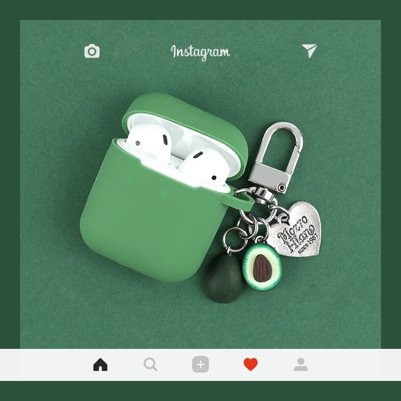 Чехол для наушников Airpods 2 1 с авокадо оранжевым ангелом молоком чаем цветком