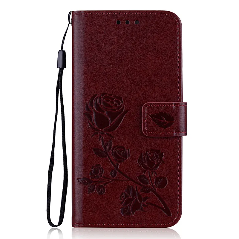 Brown Роза цветок кожаный чехол для Samsung Galaxy S8 S9 плюс S7 S6 край S5 S3 S4 J3 J5 J7 A3 A5 J1 J2 Grand чехол с откидной крышкой отличного качества - Цвет: Brown