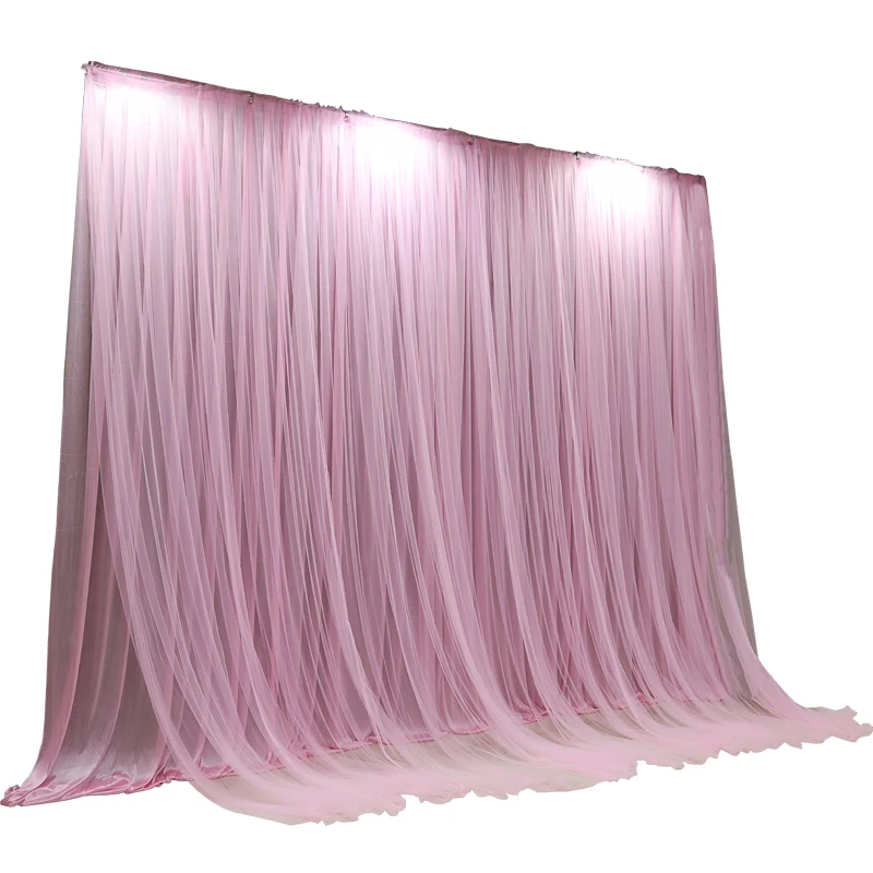 New Style Two layers Ice silk+ Outer Sheer Wedding Party Stage Background, Phote booth Background, Baby Shower 3*6M
