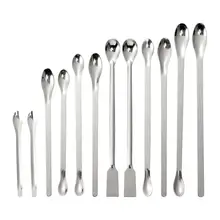 Spatule de cuillère de laboratoire d'acier inoxydable de 12 pièces/cuillère d'échantillonnage de laboratoire