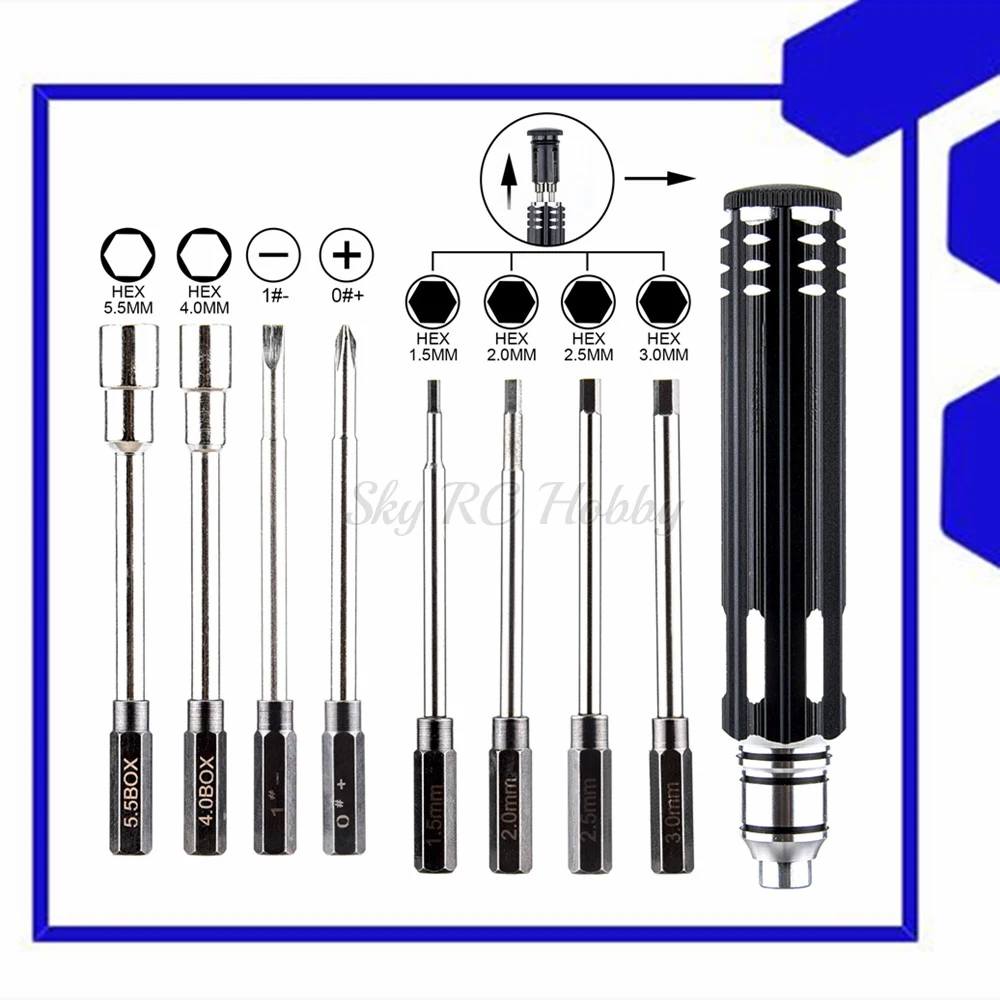 8 in 1 Hex Screwdriver Hobby Tool Kit for RC Cars Helicopter Plane 8in1 Pocket Tools H1.5 H2.0 H2.5 H3.0