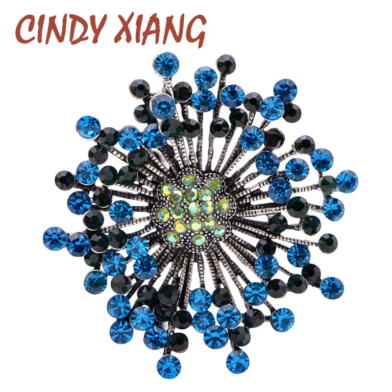CINDY XIANG Стразы, брошь в виде цветка синего цвета, Элегантные зимние броши для женщин, Модные Винтажные Броши темного цвета, хороший подарок