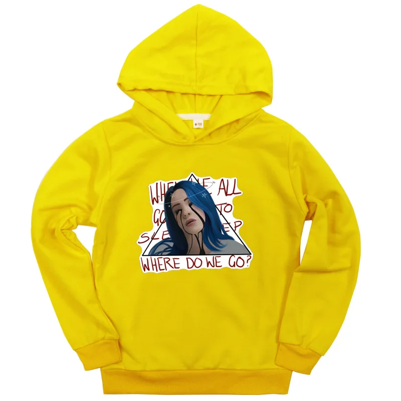Billie Eilish/Детская толстовка с капюшоном с принтом «Bad Guy»; сезон осень; детские толстовки в стиле хип-хоп; Однотонный свитер для мальчиков; г.; толстовки - Цвет: style 3 - yellow