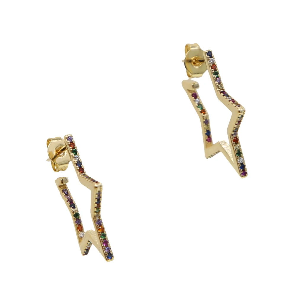 Серьги-гвоздики в форме звезды micro pave cz star, Новое поступление года, высокое качество, с фабрики, элегантная милая девочка, Рождественский подарок