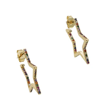 

star shape stud micro pave cz star earring 2019 new arrived top quality factory wholesale elegance lovely girl christmas gift