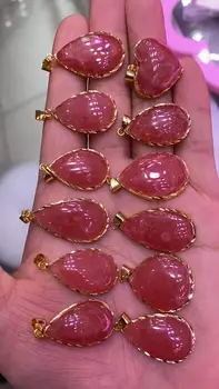 

Natural rhodolite water drop pendant necklace for women fashion jewelry cadena plata 925 para mujer plata joyas wisiorek joia