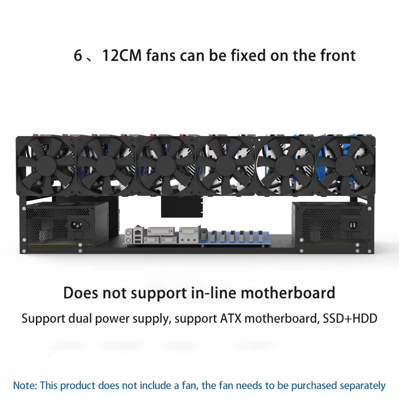 6 Cards 8 Cards 12 Graphics Card Fixing Bracket Open Dual Power Supply GPU Graphics Card Cooling Frame Fixing Frame