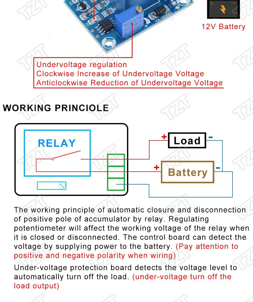 GREATZT DC 12V Batterie-Unterspannungs- und Niederspannungs-Abschaltmodul mit Automatischer Wiederherstellung und Schutzfunktion – Detail 2
