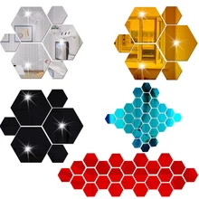 12 шт. 3D Шестигранная акриловая зеркальная Настенная Наклейка s DIY художественная настенная декоративная наклейка s Зеркальная Наклейка для гостиной золотое украшение для дома