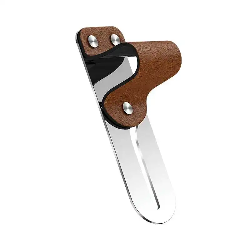 brown Xiaomi Finger Ring Holder Leather+Stainless Steel Mobile Phone Grip Car Phone Mount Stand - Цвет: brown