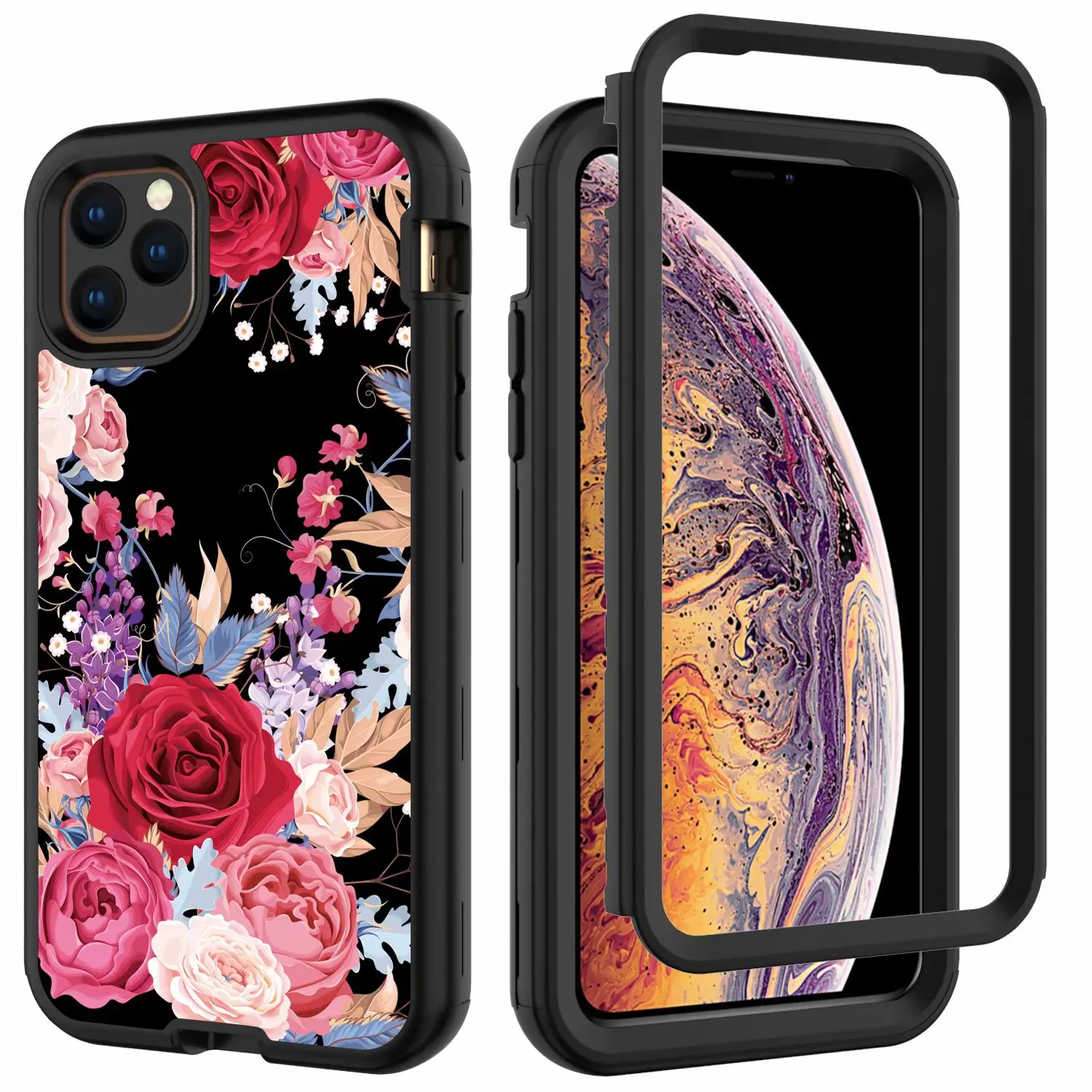 Мраморные текстурные чехлы для телефонов для iPhone 11Pro цветочный узор сумка для мобильного телефона для iPhone 11 Pro Max противоударный жесткий чехол