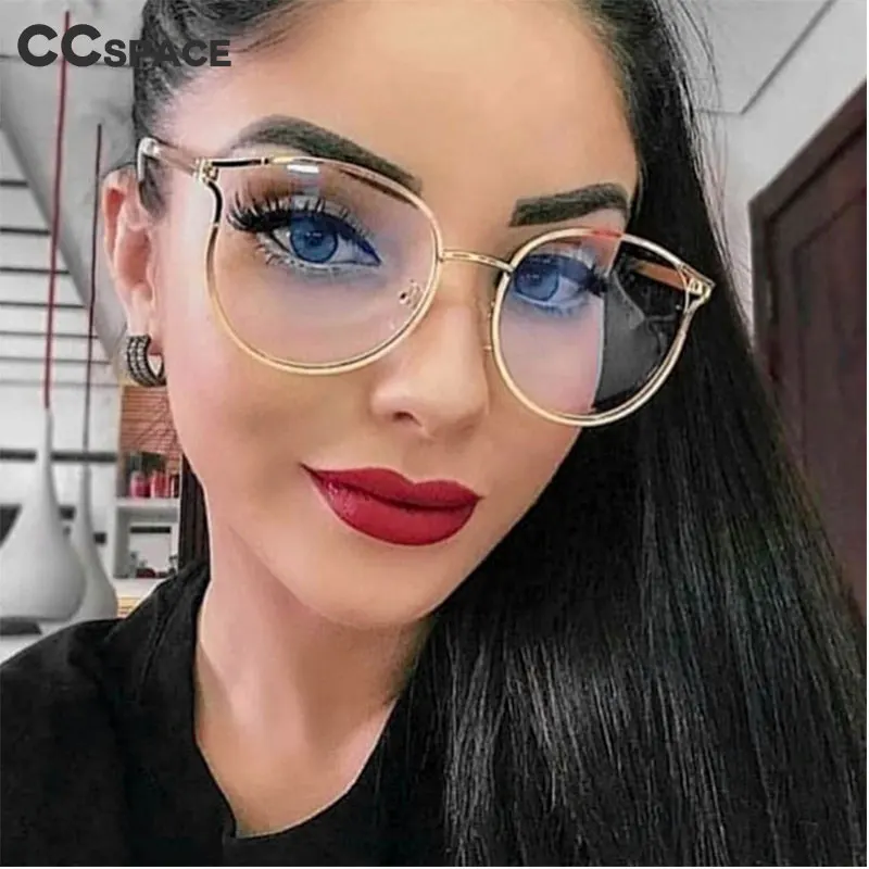 

45962 Plastic Titanium Cat Eye Round Glasses Frames Men Women Optical Fashion Computer Glasses